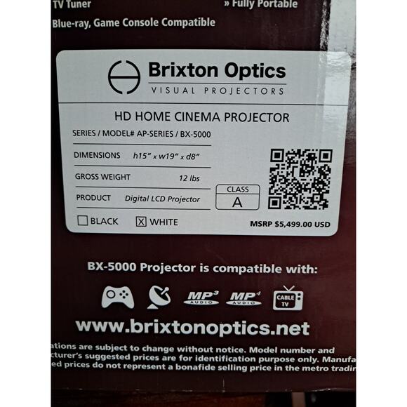 Braxton Optics Visual Projectors BX-5000 LCD Smart Projector New in Box - Picture 4 of 4